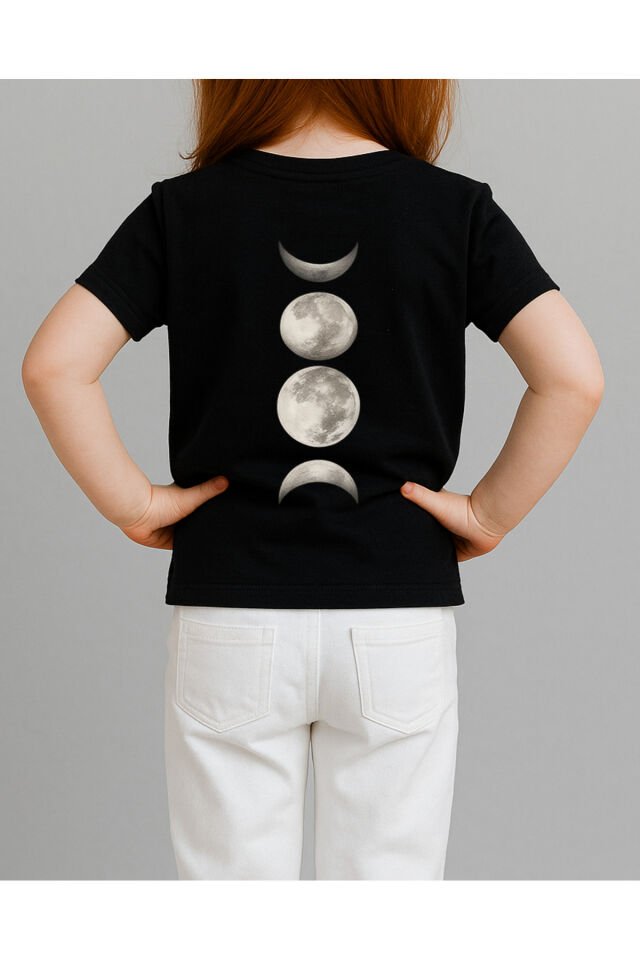 Tişört Unisex Çocuk (Ay Çizgi) Kiz Si̇yah - 10-11 Yaş