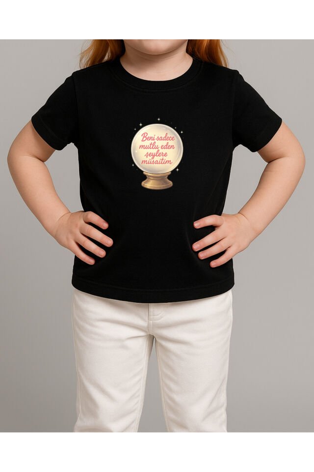 Tişört Unisex Çocuk (Küre) Kiz Si̇yah - 4-5 Yaş