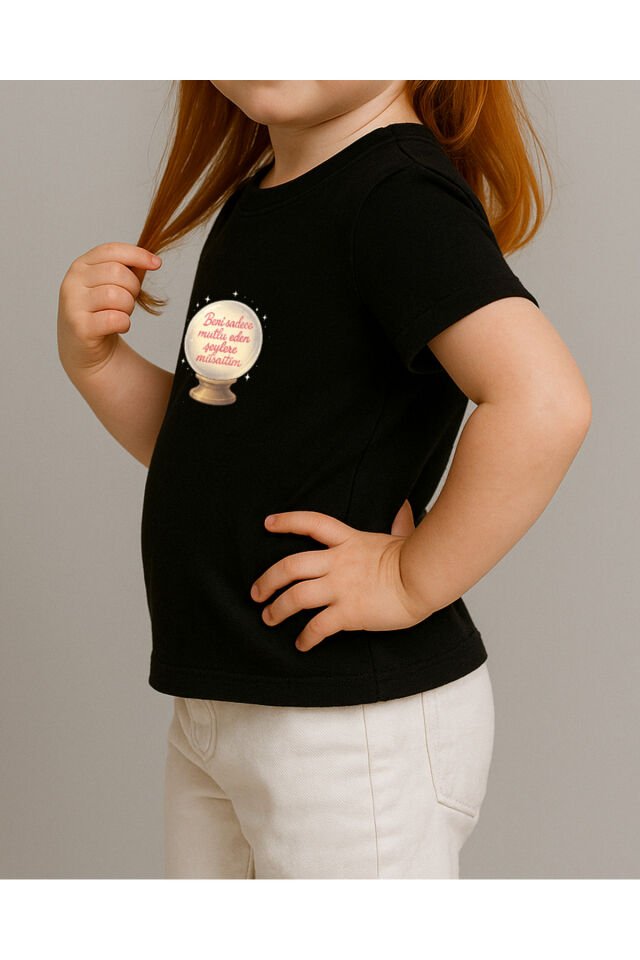 Tişört Unisex Çocuk (Küre) Kiz Si̇yah - 10-11 Yaş