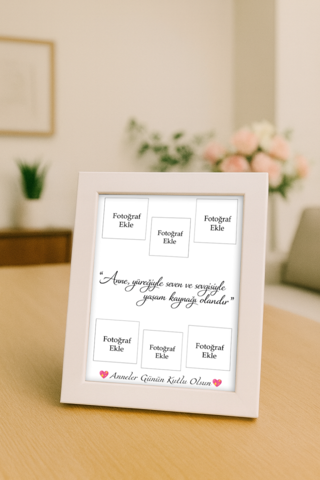 Anneler Gününe Özel Çerçeve Ve Fotoğraf Baskısı (15X21) Beyaz