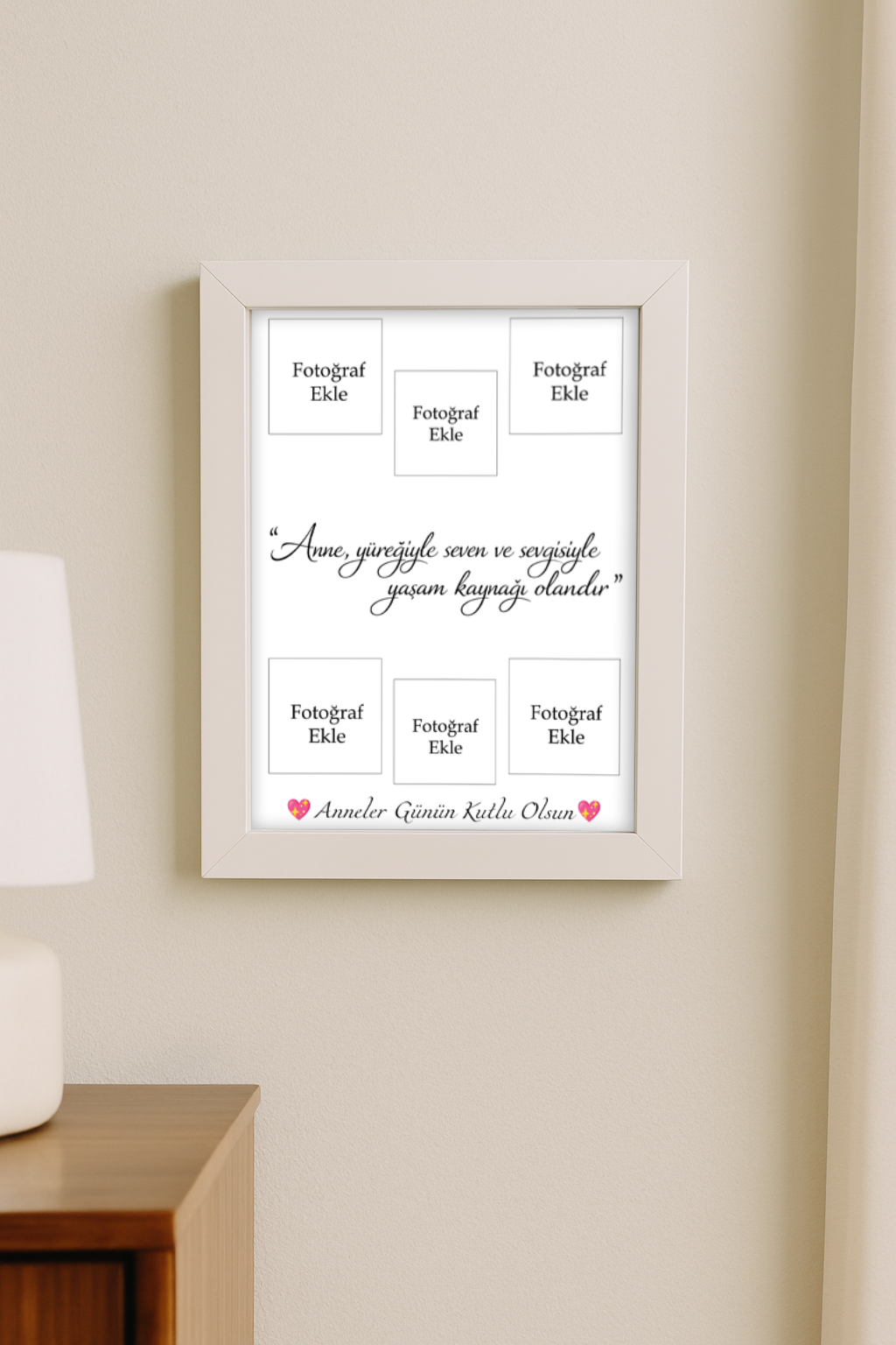 Anneler Gününe Özel Çerçeve Ve Fotoğraf Baskısı (15X21) Beyaz