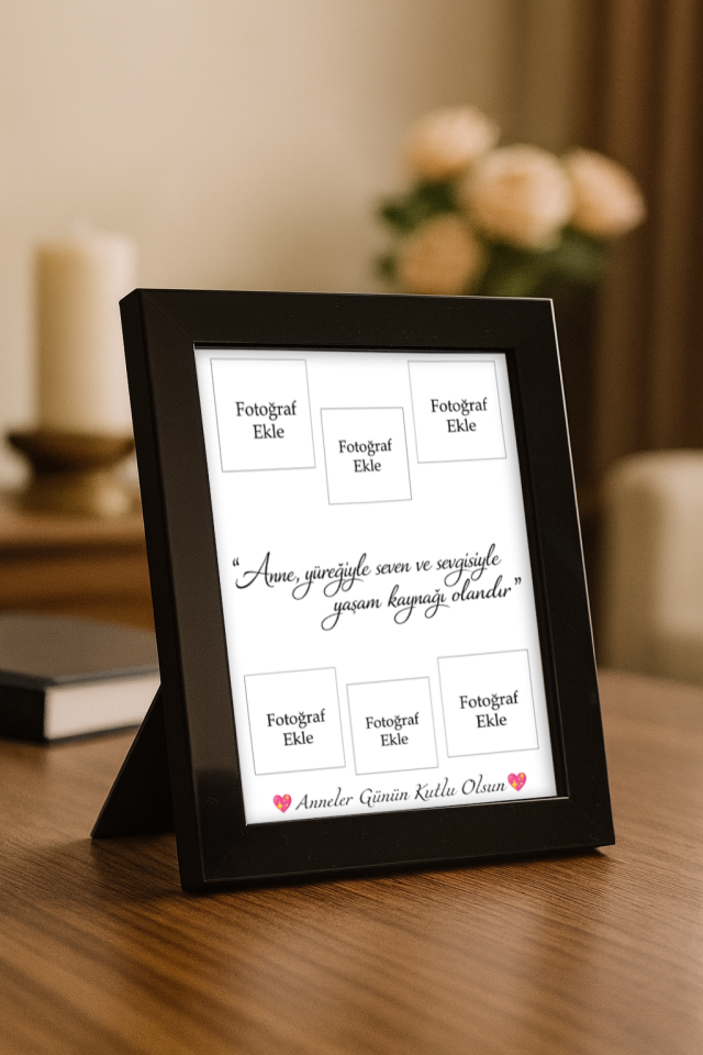 Anneler Gününe Özel Çerçeve Ve Fotoğraf Baskısı (15X21) Siyah
