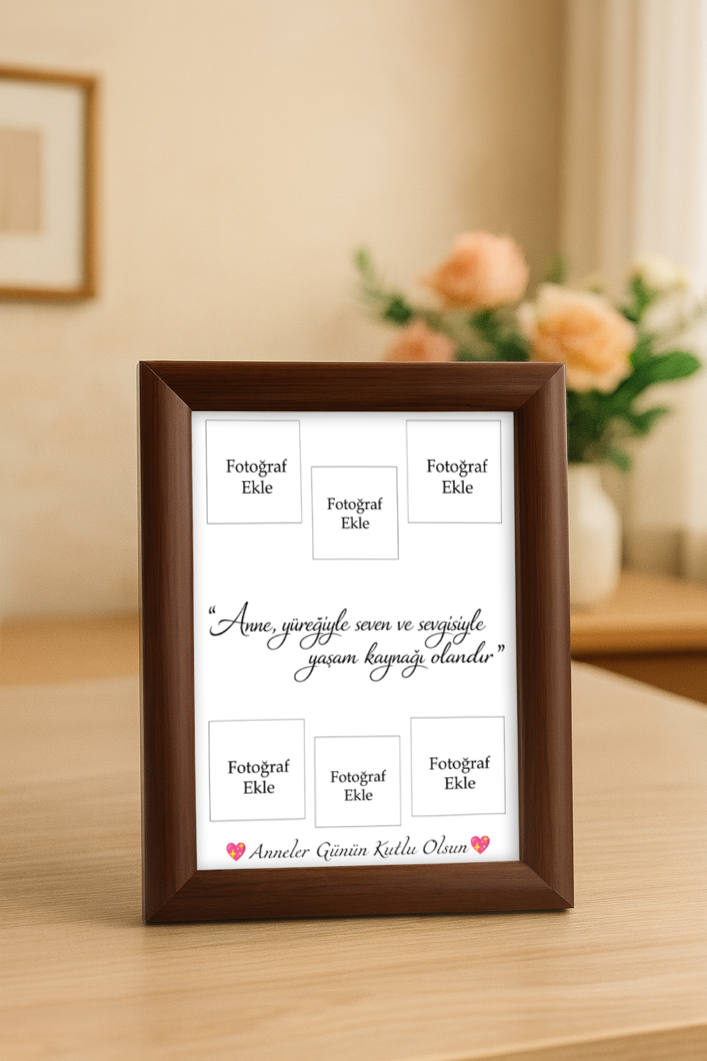 Anneler Gününe Özel Çerçeve Ve Fotoğraf Baskısı (15X21) Kahverengi
