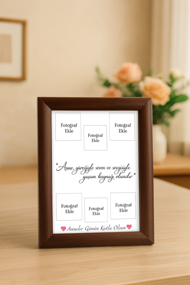 Anneler Gününe Özel Çerçeve Ve Fotoğraf Baskısı (15X21) Kahverengi