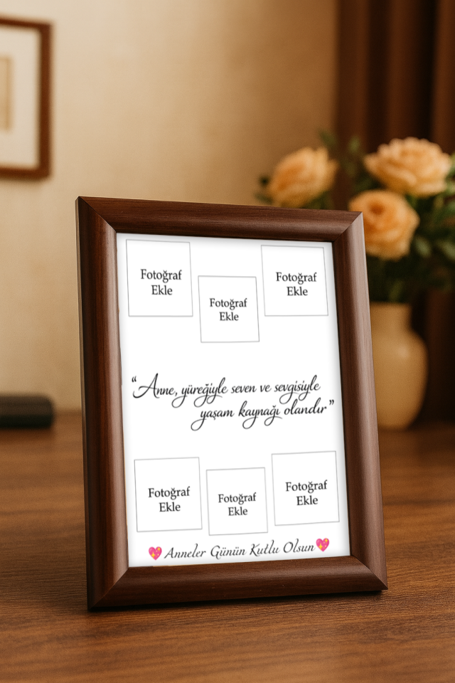 Anneler Gününe Özel Çerçeve Ve Fotoğraf Baskısı (15X21) Kahverengi