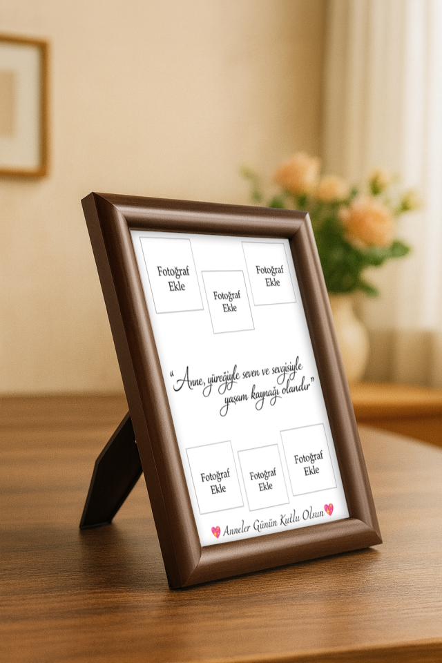 Anneler Gününe Özel Çerçeve Ve Fotoğraf Baskısı (15X21) Kahverengi