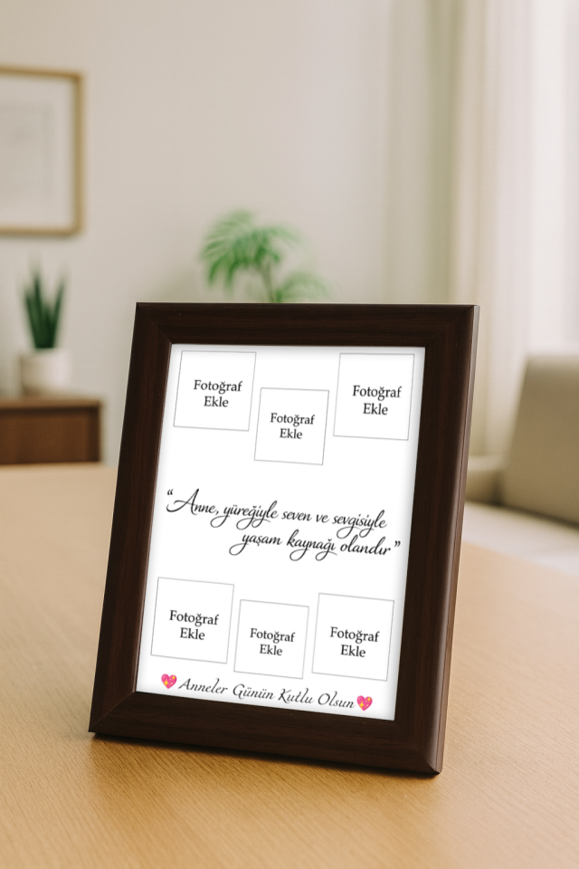 Anneler Gününe Özel Çerçeve Ve Fotoğraf Baskısı (15X21) Kahverengi