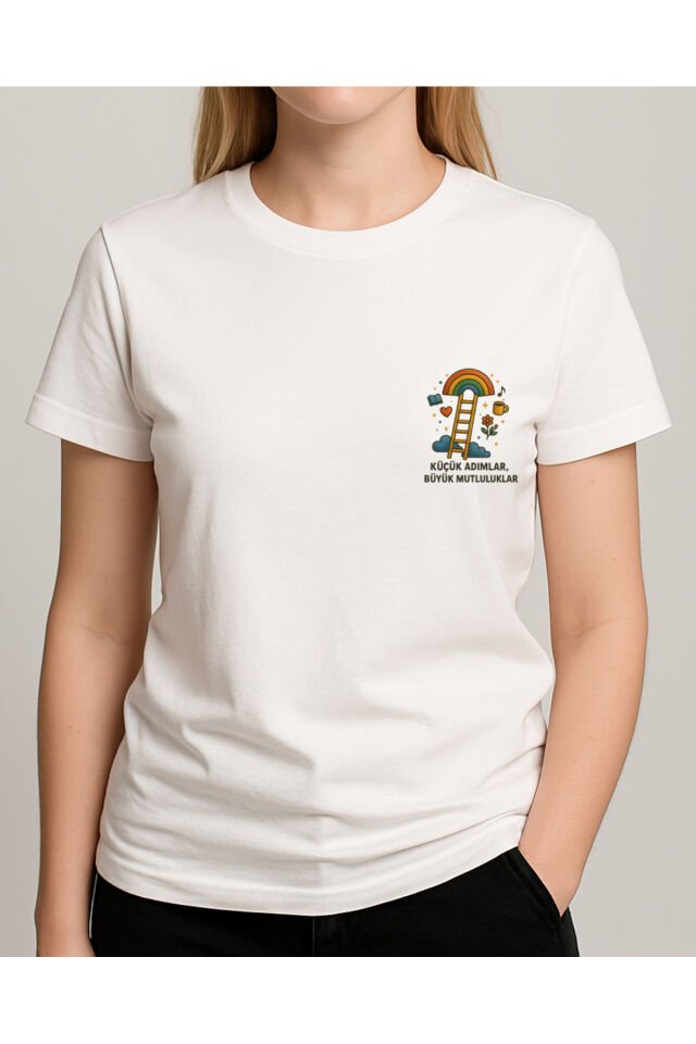 Tişört Unisex (Merdiven) Kadin Beyaz - S