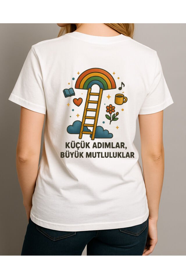 Tişört Unisex (Merdiven) Kadin Beyaz - L