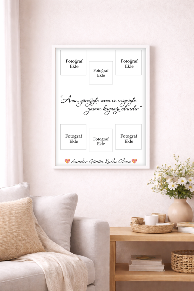 Anneler Gününe Özel Çerçeve Ve Fotoğraf Baskısı (30X40) Beyaz