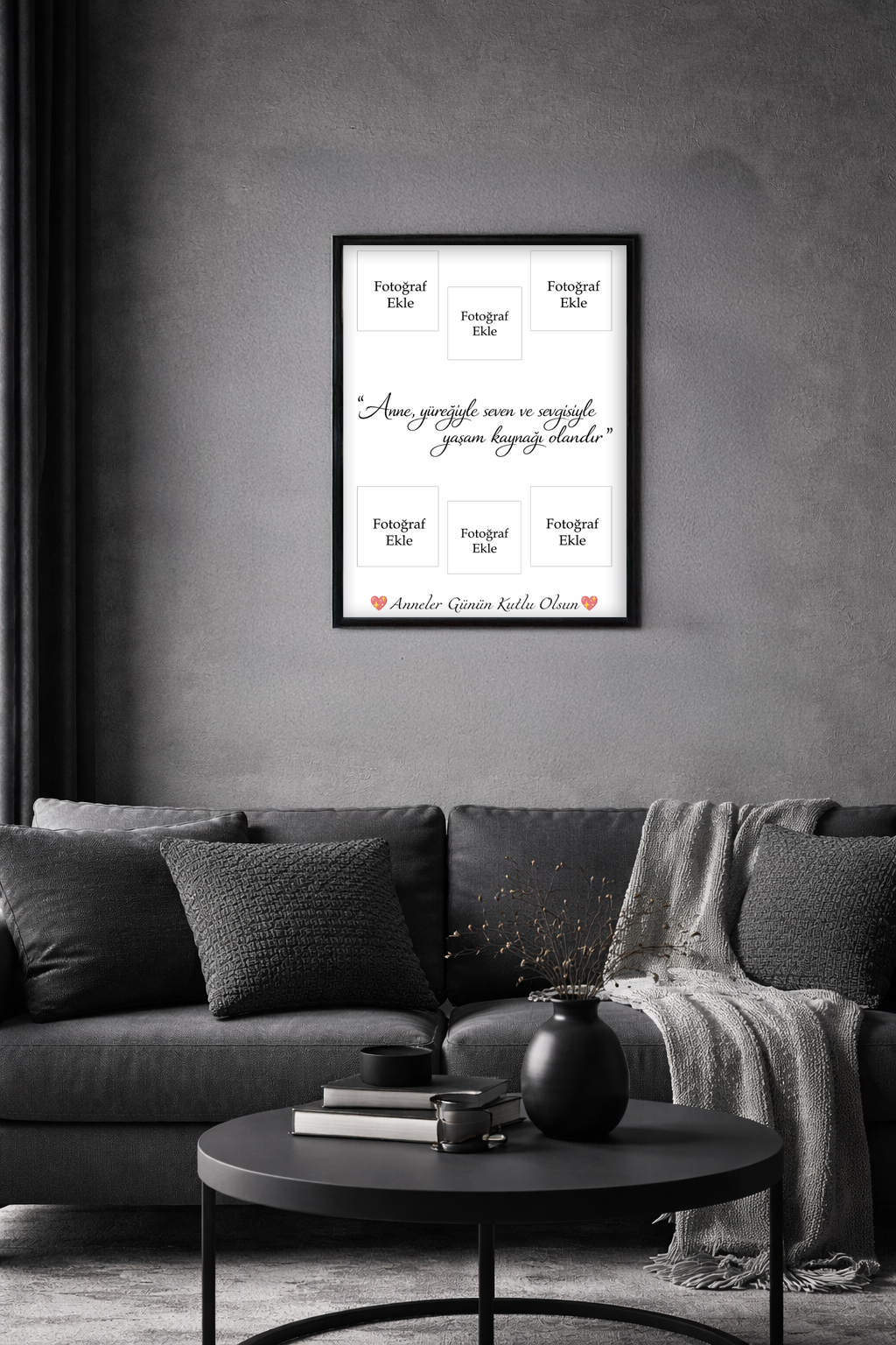 Anneler Gününe Özel Çerçeve Ve Fotoğraf Baskısı (30X40) Siyah