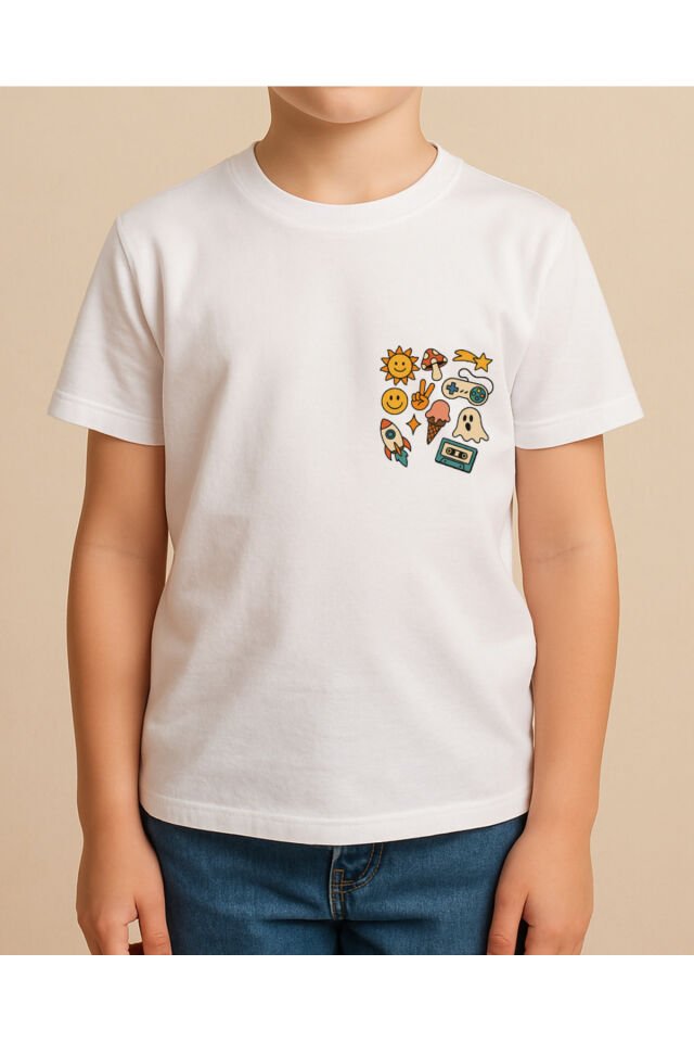 Tişört Unisex Çocuk (Hayalet) Erkek Beyaz - 10-11 Yaş