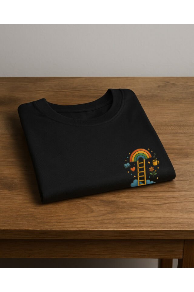 Tişört Unisex (Merdiven) Kadin Si̇yah - M