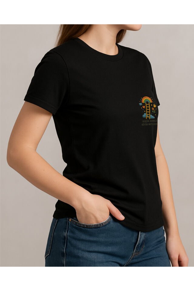 Tişört Unisex (Merdiven) Kadin Si̇yah - M