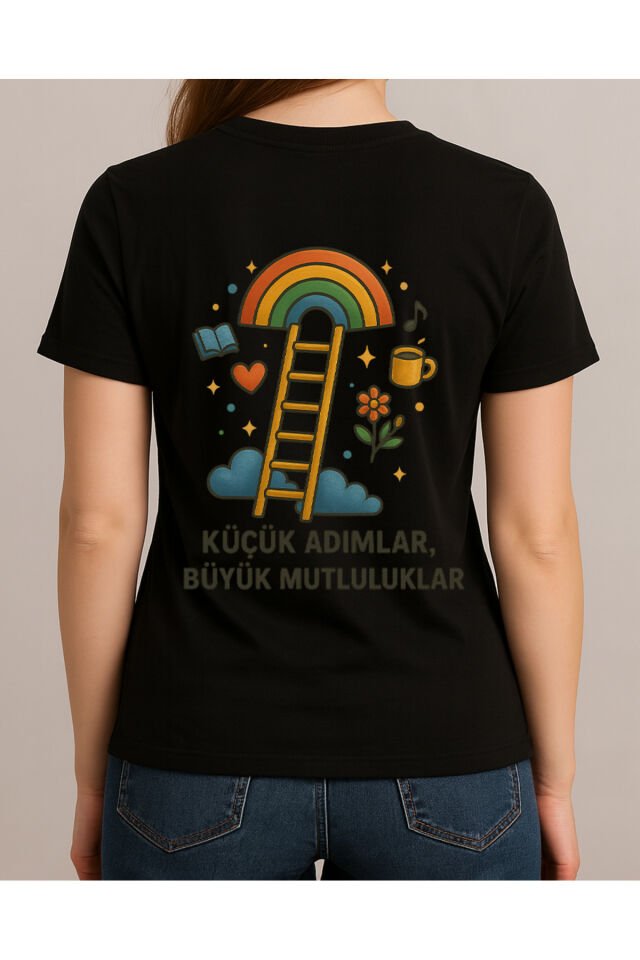 Tişört Unisex (Merdiven) Kadin Si̇yah - M