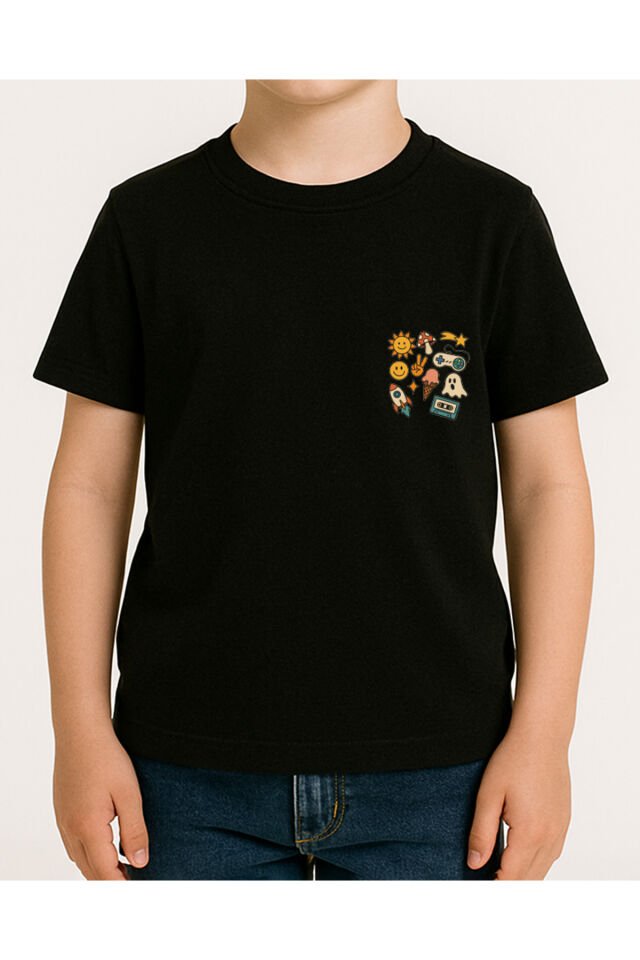 Tişört Unisex Çocuk (Hayalet) Erkek Si̇yah - 10-11 Yaş