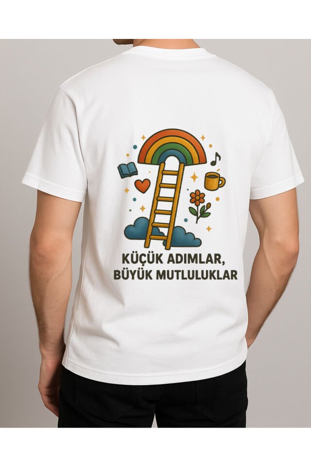 Tişört Unisex (Merdiven) Erkek Beyaz - M