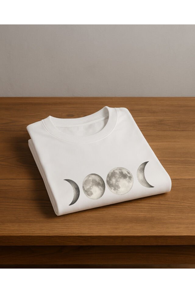 Tişört Unisex Çocuk (Ay Çizgi Çoklu) Kiz Beyaz - 4-5 Yaş