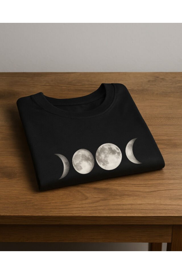 Tişört Unisex Çocuk (Ay Çizgi Çoklu) Kiz Si̇yah - 4-5 Yaş