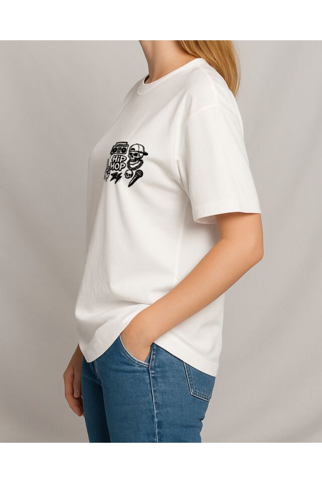 Tişört Unisex (HipHop) Kadin Beyaz - 2XL