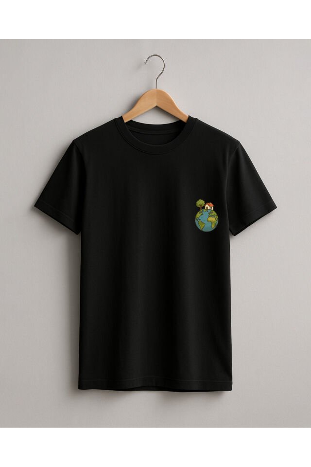 Tişört Unisex (Dünya Ev) Kadin Si̇yah - S