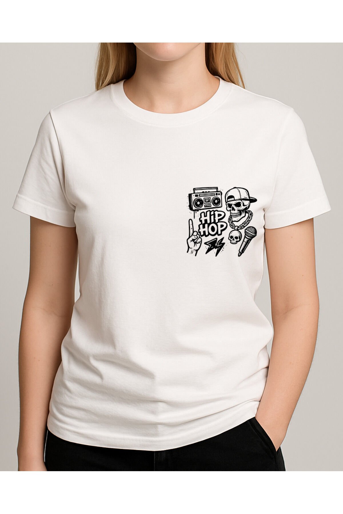 Tişört Unisex (HipHop) Kadin Beyaz - XL
