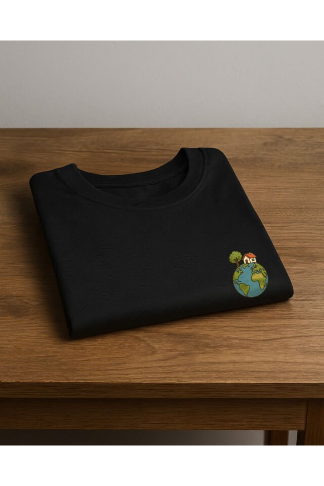 Tişört Unisex (Dünya Ev) Erkek Si̇yah - S