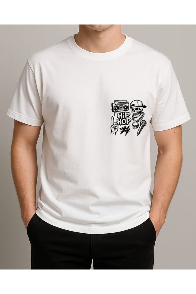 Tişört Unisex (HipHop) Erkek Beyaz - L