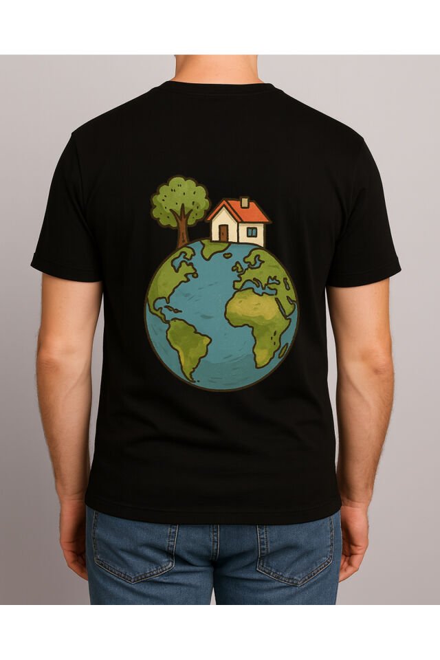 Tişört Unisex (Dünya Ev) Erkek Si̇yah - XL