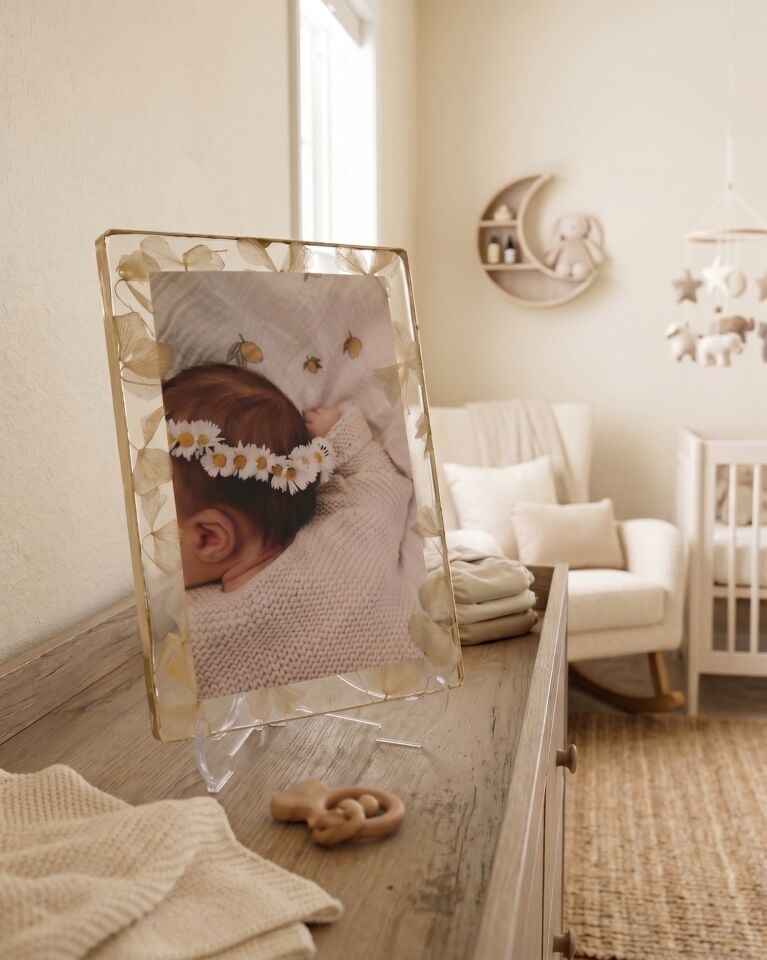 10X15 Kırılmaz Epoksi Çerçeve (Gold-Beyaz)