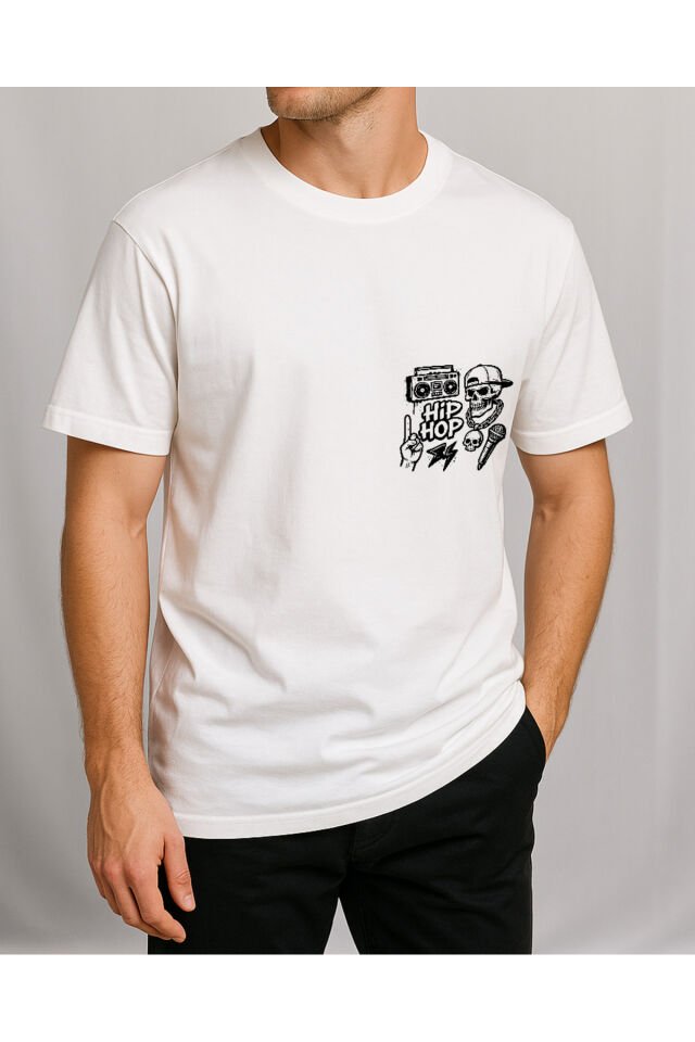 Tişört Unisex (HipHop) Erkek Beyaz - 2XL