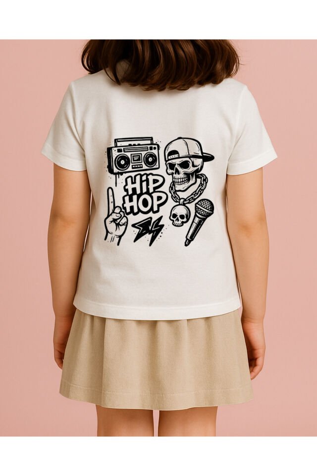 Tişört Unisex Çocuk (HipHop) Kiz Beyaz - 4-5 Yaş