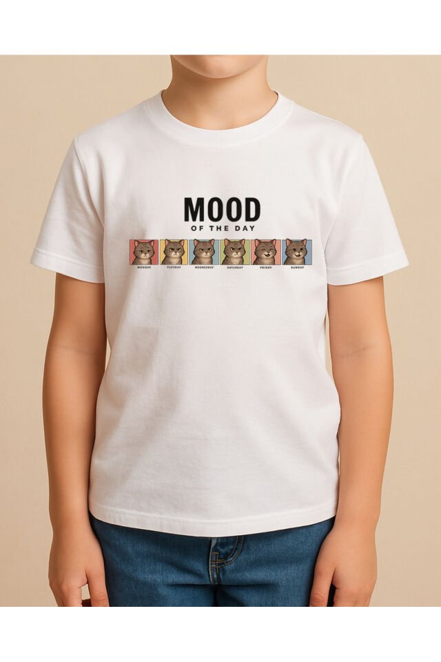 Tişört Unisex Çocuk (Mood) Erkek Beyaz - 4-5 Yaş