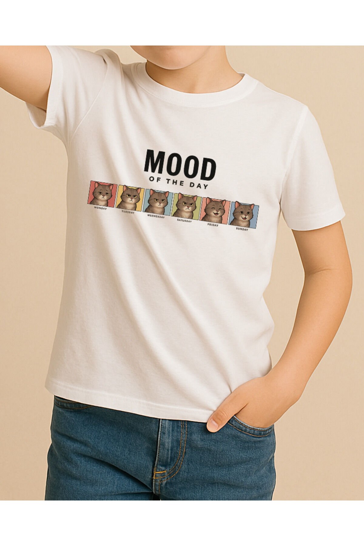 Tişört Unisex Çocuk (Mood) Erkek Beyaz - 4-5 Yaş