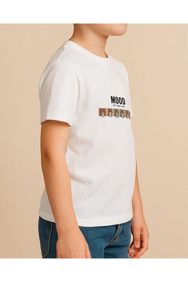 Tişört Unisex Çocuk (Mood) Erkek Beyaz - 10-11 Yaş
