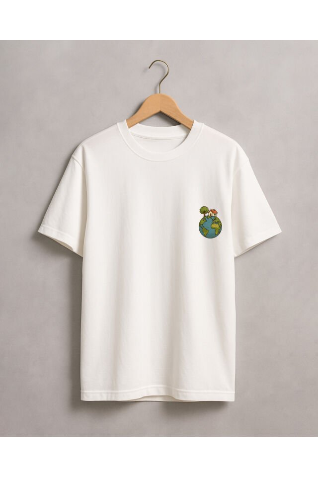 Tişört Unisex (Dünya Ev) Erkek Beyaz - XL