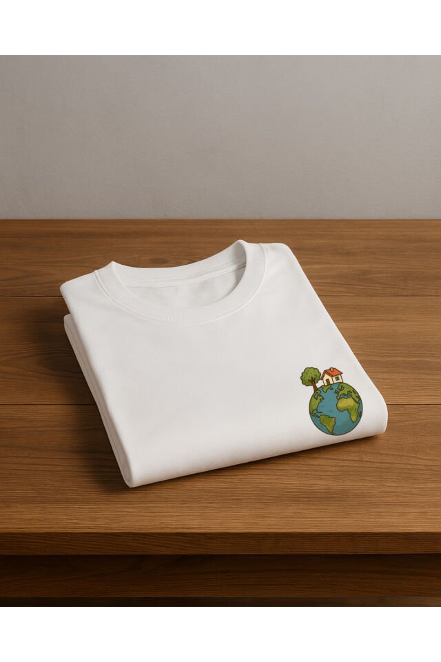 Tişört Unisex Çocuk (Dünya Ev) Kiz Beyaz - 10-11 Yaş