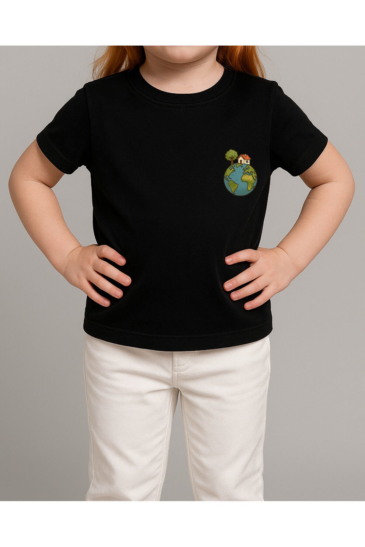 Tişört Unisex Çocuk (Dünya Ev) Kiz Si̇yah - 4-5 Yaş
