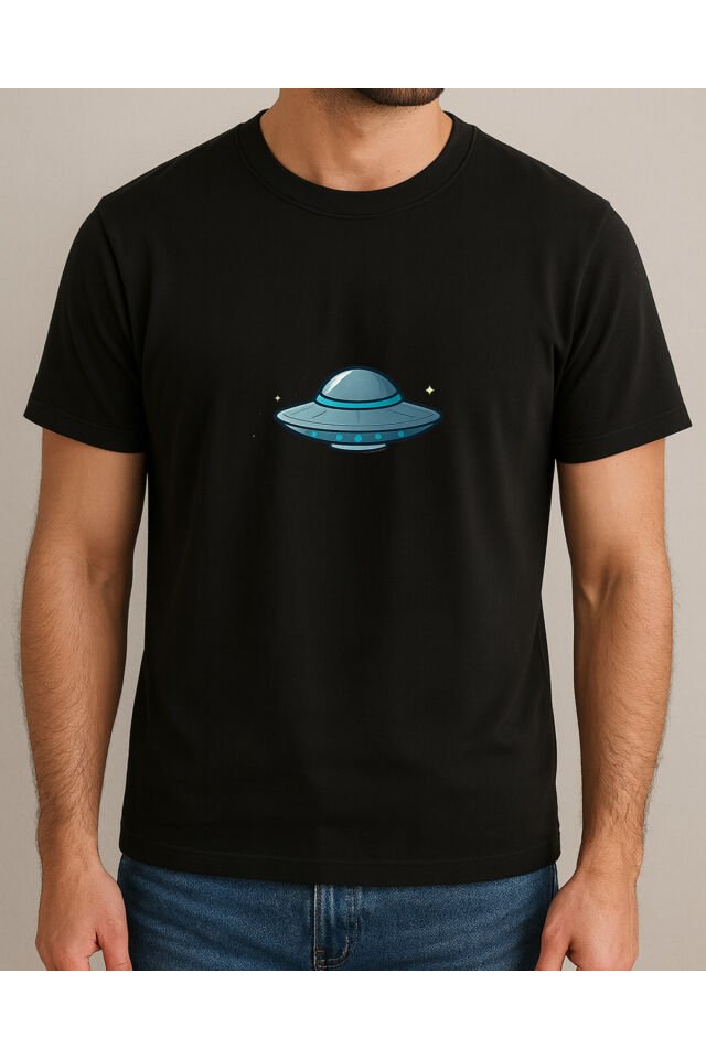 Tişört Unisex (Dünya Ufo) Erkek Si̇yah - M
