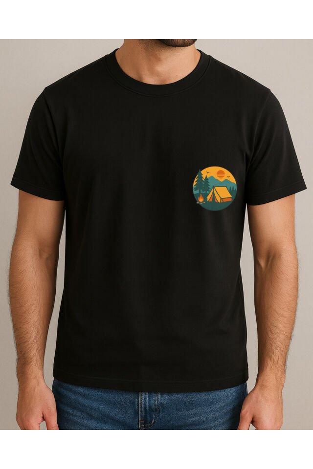 Tişört Unisex (Kamp) Erkek Si̇yah - M