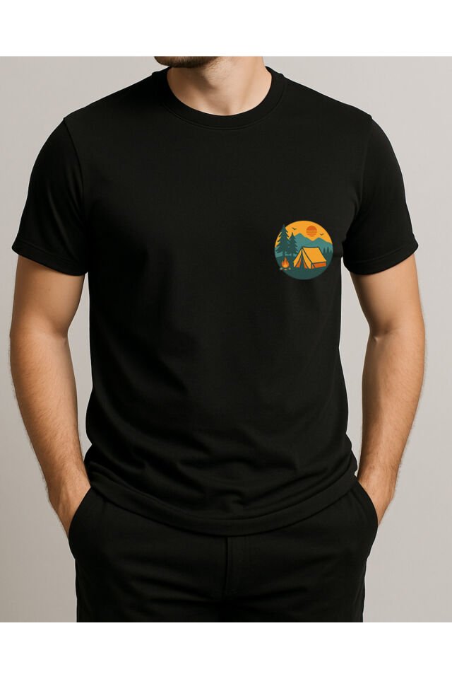 Tişört Unisex (Kamp) Erkek Si̇yah - M