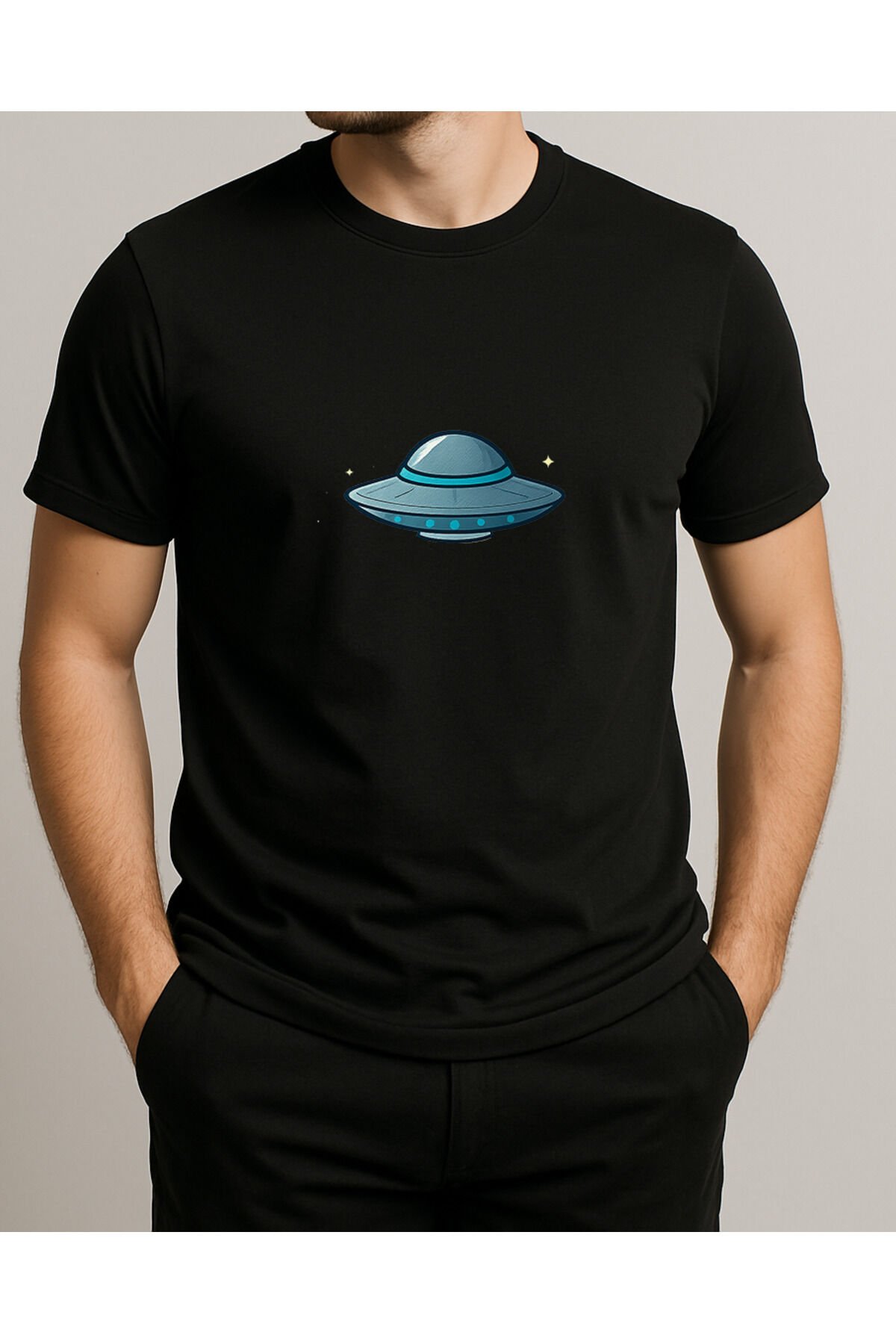 Tişört Unisex (Dünya Ufo) Erkek Si̇yah - S