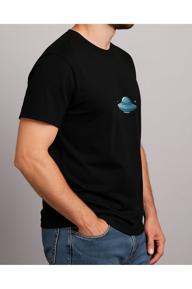 Tişört Unisex (Dünya Ufo) Erkek Si̇yah - XL