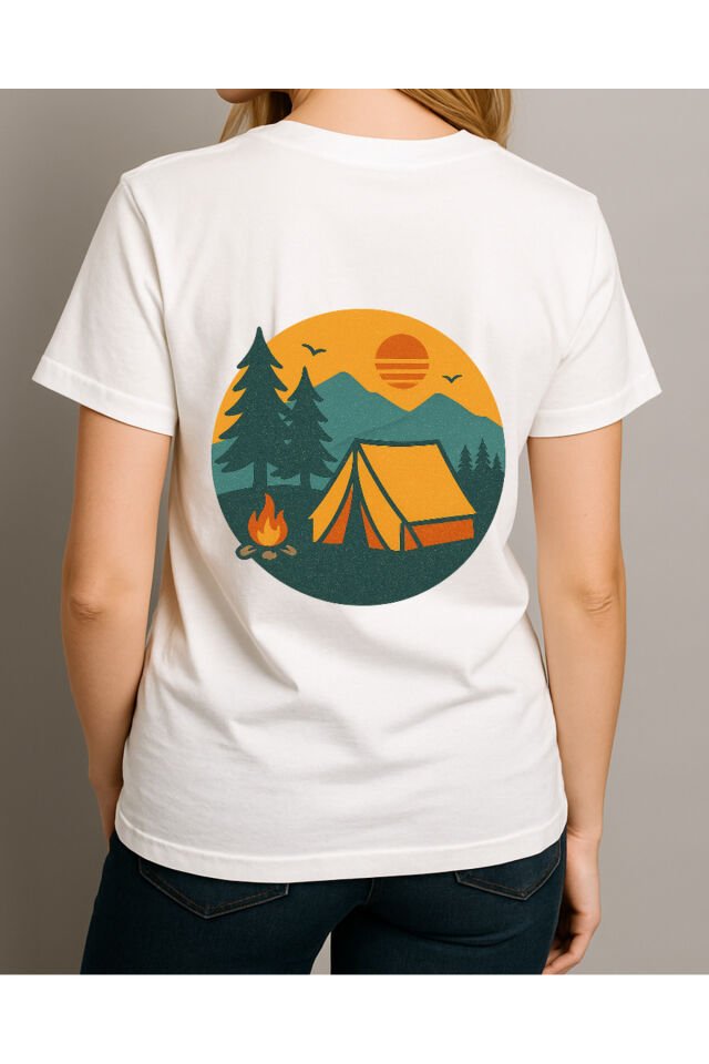 Tişört Unisex (Kamp) Kadin Beyaz - L