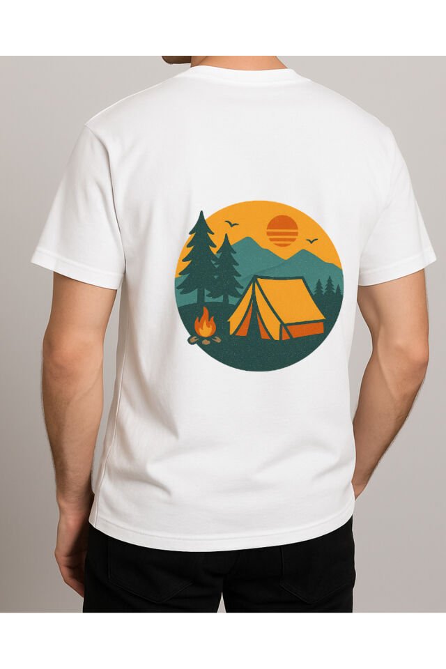 Tişört Unisex (Kamp) Erkek Beyaz - XL