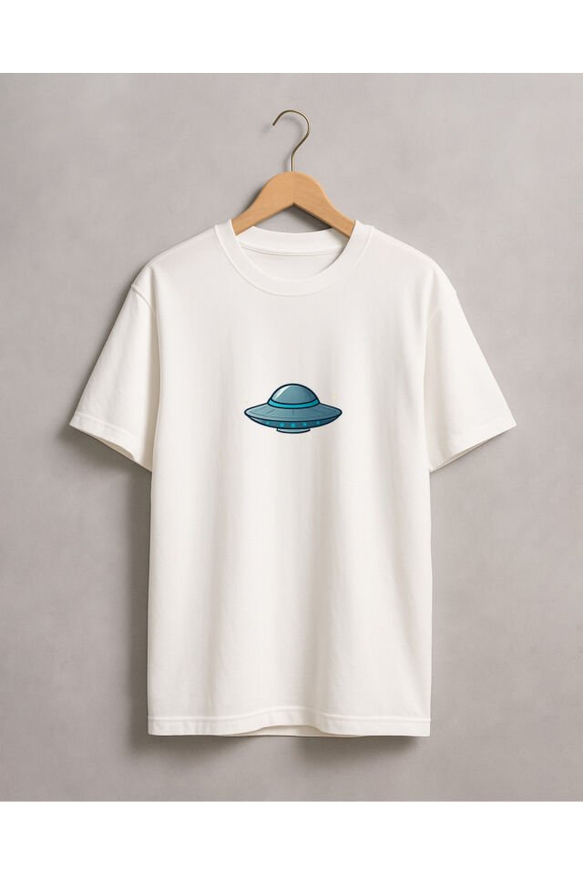 Tişört Unisex (Dünya Ufo) Kadin Beyaz - L