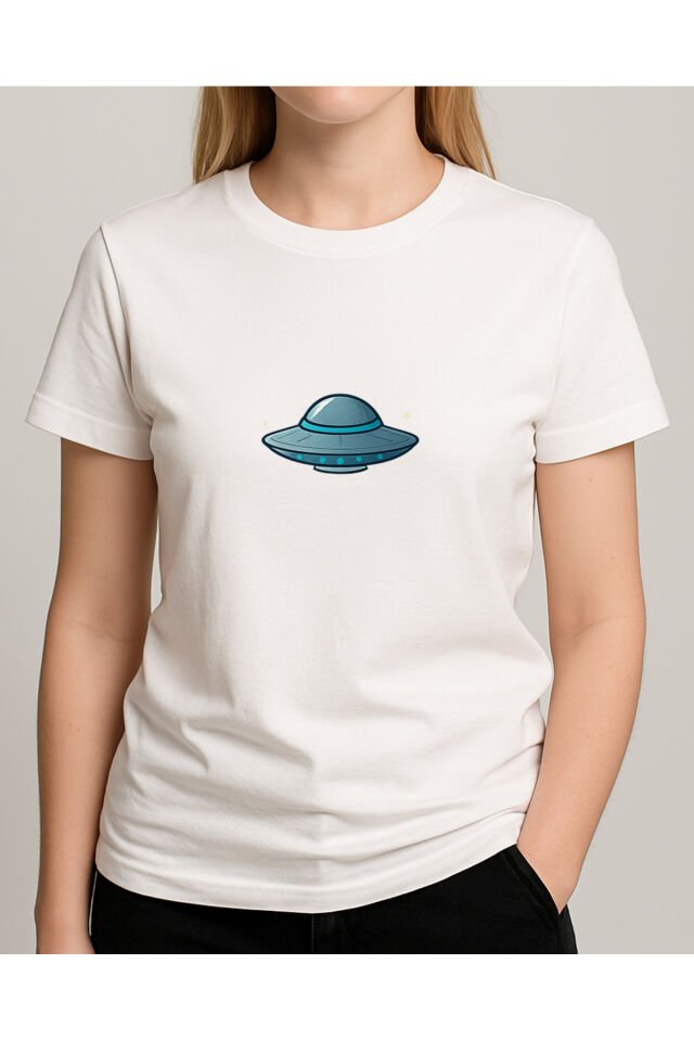 Tişört Unisex (Dünya Ufo) Kadin Beyaz - 2XL