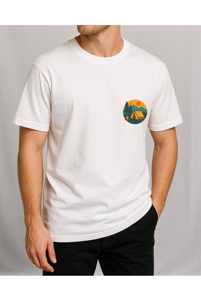 Tişört Unisex (Kamp) Erkek Beyaz - L