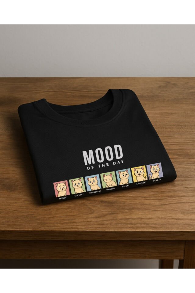 Tişört Unisex Çocuk (Mood2) Erkek Si̇yah - 10-11 Yaş