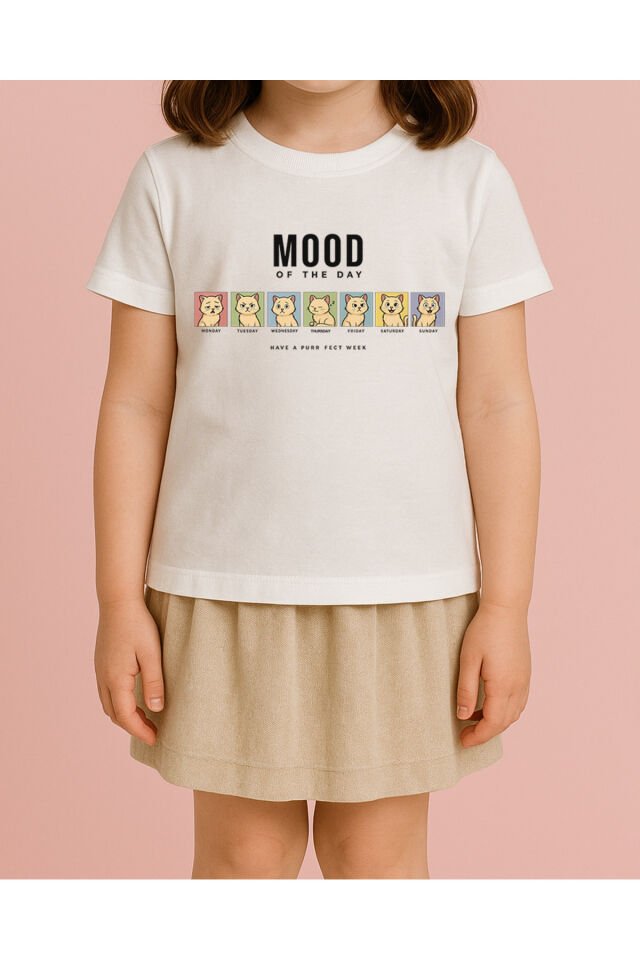 Tişört Unisex Çocuk (Mood2) Kiz Beyaz - 4-5 Yaş